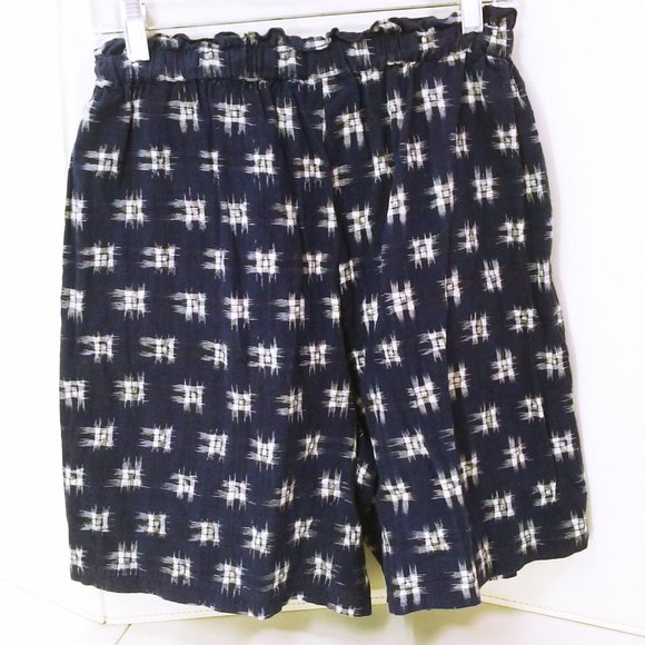 Vintage 90s Carole Little Sport Ikat Shorts Ladies-6 Pockets Drawstring Navy - Picture 1 of 9